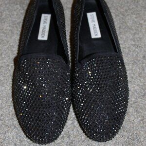 Black Steve Madden rhinestoned loafers size 8.5